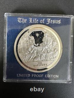 1.5oz Sterling Silver Franklin Mint Life of Jesus Nativity Proof Medal Limited