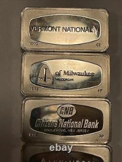 10.4 Troy Oz Of Silver 5 Proof Bars FM Sterling From 1972 All Different Backs