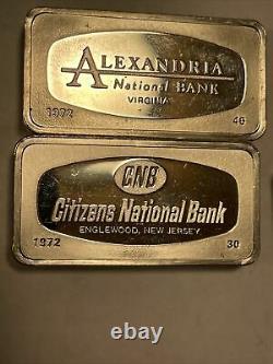 10.4 Troy Oz Of Silver 5 Proof Bars FM Sterling From 1972 All Different Backs