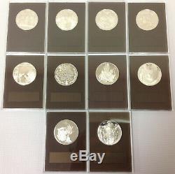 (10) Franklin Mint Holiday Medals. 925 Sterling Silver Proof