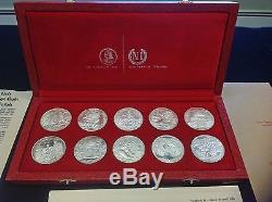 10 Sterling Silver Coins Franklin Mint Tunisienne / Tunisia 1 Dinar 1969