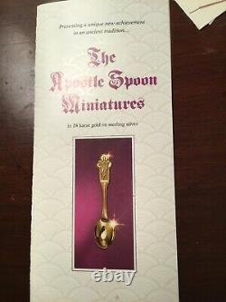 12 APOSTLE SPOON 3 MINIATURES -24K Gold on Sterling Silver -April 15, 1979