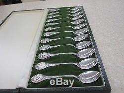 12 Days of Christmas Sterling Silver Spoon Set Franklin Mint 357.8G