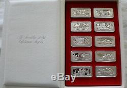 (12) FRANKLIN MINT CHRISTMAS STERLING SILVER INGOTS 1970's & 1980s COA/BOXES