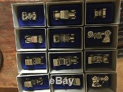 12 Franklin Mint, Sterling Silver Car Miniatures, set of 12 collection
