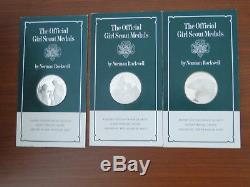 12 Franklin Mint Sterling Silver Proof Girl Scout Medals Norman Rockwell Case
