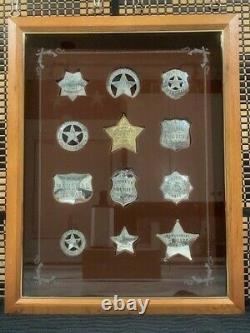 12 Sterling Silver Official Badges Of Great Western Lawmen (franklin Mint) 1991