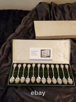 12 Twelve Days of Christmas Sterling Spoon Set Case Franklin Mint 925