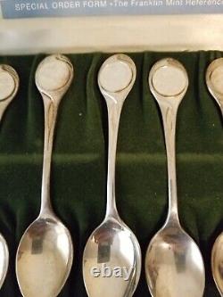 12 Twelve Days of Christmas Sterling Spoon Set Case Franklin Mint 925