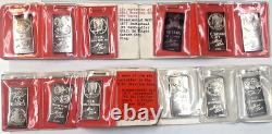 12 Vintage Mini Sterling Silver Bars! Six Varieties 3.64 Tr Oz Total