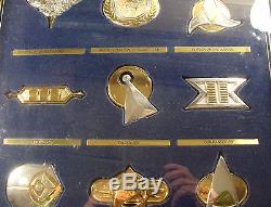 12 franklin mint star trek insignias 1st series sterling silver withcase