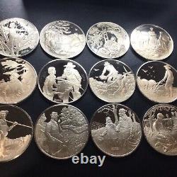 12X PROOF SILVER ART ROUNDS ROBERT FROST Sterling Silver 388 Grams. 925