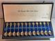13oz Sterling Silver Spoon Set Gold Color In Case Franklin Mint 925 Zodiac