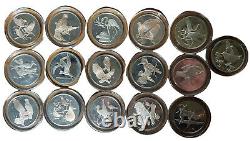 16 1970s Franklin Mint 2 oz. 925 Sterling silver Roberts Birds Medals