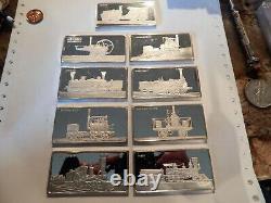 17 Franklin Mint Sterling Silver Bars 1975 Antique Trains Proofs Totals 31.88 Oz