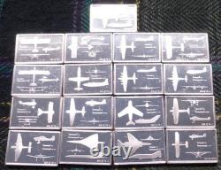 17 Great Airplanes Miniature Bars. 925 Sterling Silver 2g Bars, Over 1oz ASW