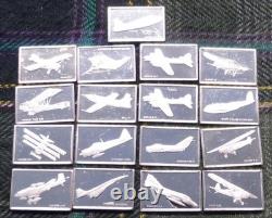 17 Great Airplanes Miniature Bars. 925 Sterling Silver 2g Bars, Over 1oz ASW