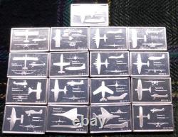 17 Great Airplanes Miniature Bars. 925 Sterling Silver 2g Bars, Over 1oz ASW