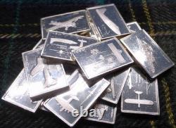 17 Great Airplanes Miniature Bars. 925 Sterling Silver 2g Bars, Over 1oz ASW