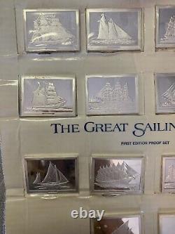 18 Piece Sterling Silver Great Sailing Ships of History 56.25 Oz Franklin Mint