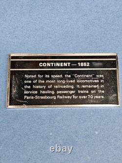 1852 CONTINENT Locomotive Franklin Mint 60g Sterling Silver Ingot