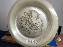 1903 Wright Brothers First Flight 75th anniversary Solid Sterling Silver Plate