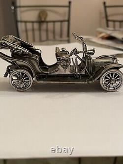 1911 Renault Taxi, Sterling Silver Vintage Franklin Mint, Silver Car Miniatures