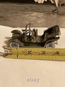 1911 Renault Taxi, Sterling Silver Vintage Franklin Mint, Silver Car Miniatures