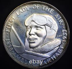 1966 Amelia Earhart Lady Pilot Franklin Mint 925 Sterling Silver bar round C3031