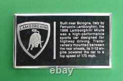 1966 Lamborghini 1000 Grains Sterling Silver Bar 1976 Franklin Mint, 1.927oz ASW