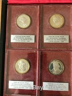 1967 Franklin Mint Sterling Silver 35 US Presidents Set in Original Box