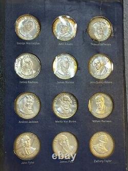 1968 Franklin Mint 925 Sterling Silver PRESIDENT 1oz PROOF MEDAL 36 Set Book