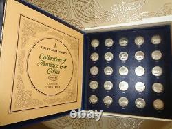 1969 Franklin Mint 25 Sterling Silver Antique Car Medals Series 2 with Box & Book