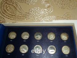 1969 Franklin Mint 25 Sterling Silver Antique Car Medals Series 2 with Box & Book