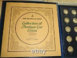 1969 Franklin Mint 25 Sterling Silver Antique Car Medals Series 2 with Box & Book