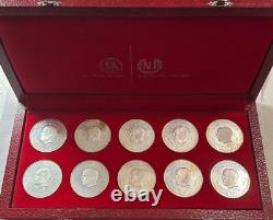 1969 Franklin Mint PROOF Republic of Tunisia Sterling Silver 10 Coin Set in Box