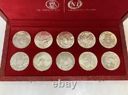 1969 Franklin Mint Republic of Tunisia Sterling Silver 10 Coin Set COA & BOX