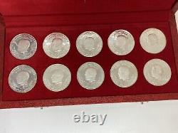 1969 Franklin Mint Republic of Tunisia Sterling Silver 10 Coin Set COA & BOX