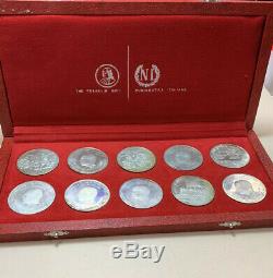 1969 Republic Tunisienne 1 Dinar 10 Coin Sterling Silver Set Franklin Mint