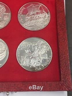 1969 Republique Tunisienne 1 Dinar 10 Coin Sterling Silver Set Franklin Mint