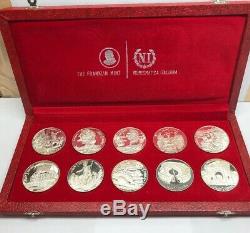 1969 Republique Tunisienne 1 Dinar 10 Coin Sterling Silver Set Franklin Mint OMP