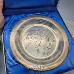1970 1st Franklin Mint Norman Rockwell Sterling Silver Christmas Tree Plate NRFB
