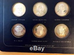 1970-71 FRANKLIN MINT GALLERY of GREAT AMERICANS 24 pc STERLING SILVER PROOF SET