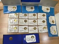 1970-80 Franklin Mint Collector's Society Gold / Sterling Silver Medal Lot of 18