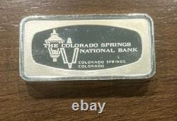 1970 Franklin Mint 1000 Grain Sterling Bar Bankmarked Colorado Springs N. Bank