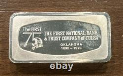 1970 Franklin Mint 1000 Grain Sterling Bar Bankmarked Nat. Bank of Tulsa