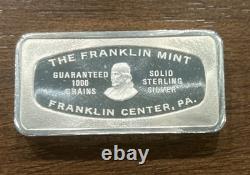1970 Franklin Mint 1000 Grain Sterling Bar Bankmarked Nat. Bank of Tulsa