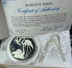 1970 Franklin Mint 2 Oz Sterling Silver Roberts' Birds No 6 Greater Flamingo COA