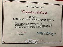 1970 Franklin Mint Bank Marked 50 State Sterling Proof Set Silver Ingots W Box