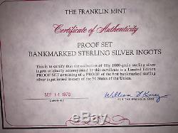 1970 Franklin Mint Proof Set 50 States Bankmarked Sterling Silver Ingots
